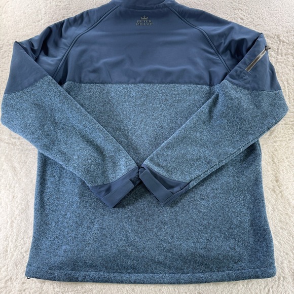 Peter Millar Crown Sport Full Zip Fleece Sweatshirt Work Preppy Blue Large Clean - Picture 2 of 7